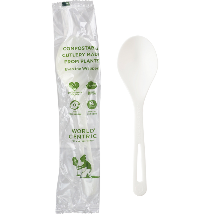 World Centric 6" TPLA Soup Spoon - Wrapped | 750/cs