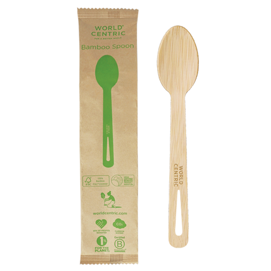 World Centric 6.7” Bamboo Spoon, Wrapped | 750/cs