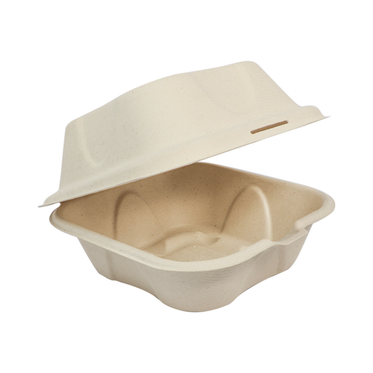 World Centric 6x6x3" Fiber Burger Box | 500/cs