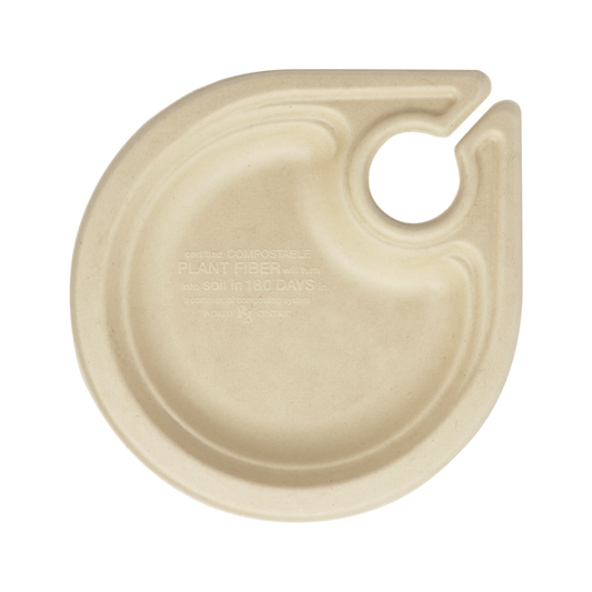 World Centric 7” Party Plate with Wine Glass Holder | 1000/cs