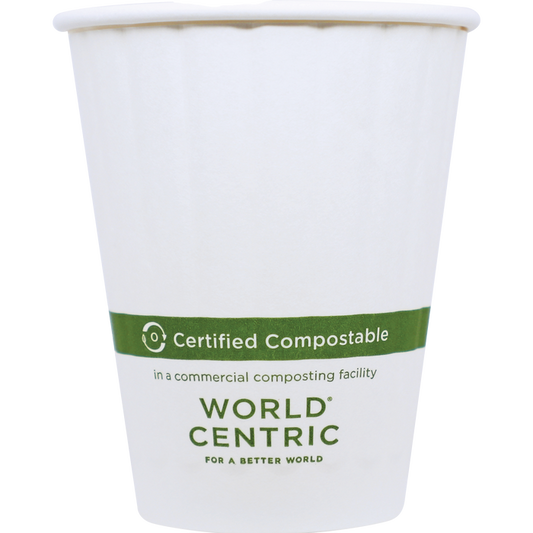 World Centric 8 oz Paper Hot Cup, Double Wall, White   | 79-Series | 1000/cs