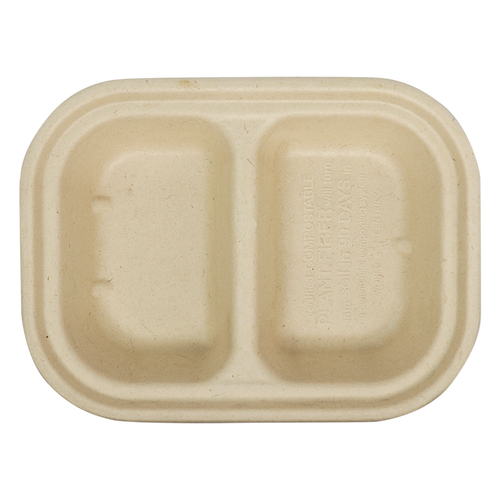 World Centric 8x6x1.5" (14 oz) Fiber Container, 2-Compt  | 220-Series | 400/cs