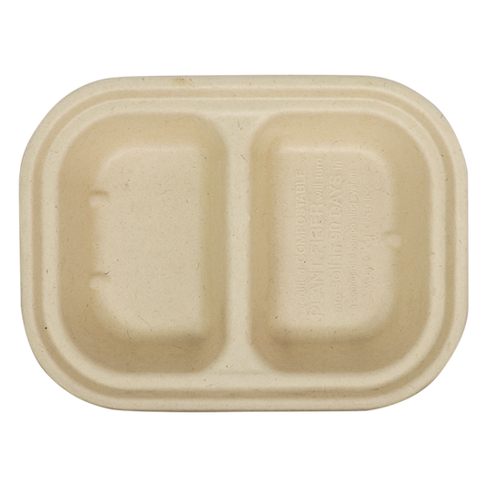 World Centric 8x6x1.5" (14 oz) Fiber Container, 2-Compt  | 220-Series | 400/cs