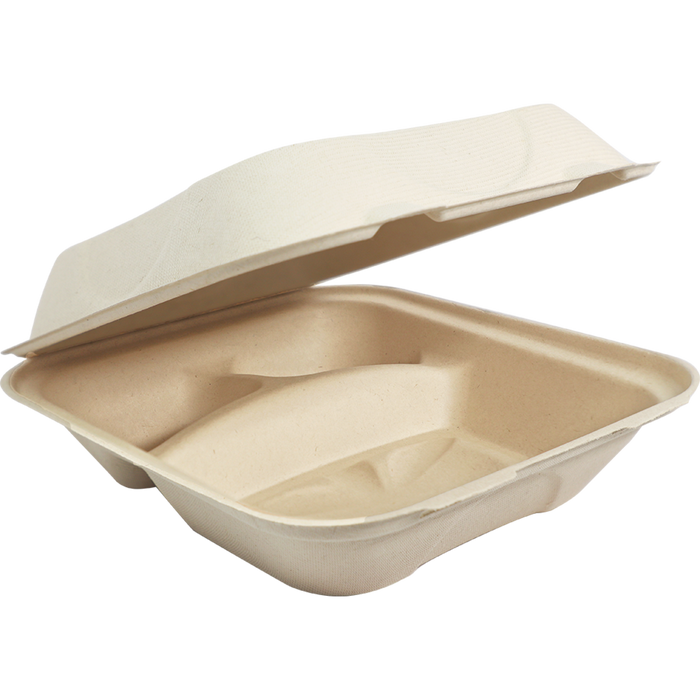 World Centric 8x8x3" Fiber Clamshell, 3-Compt | 300/cs