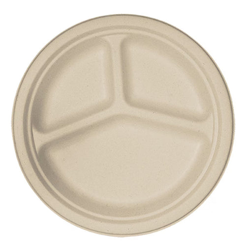 World Centric 9" Fiber Plate, 3-Compt | 1000/cs