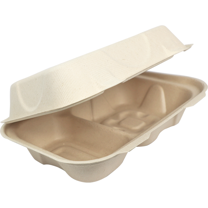 World Centric 9x6x3” Fiber Hoagie Box, 2-Compt | 500/cs