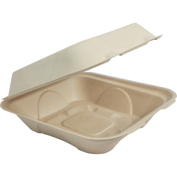 World Centric 9x9x3" Fiber Clamshell, Laminated | 300/cs