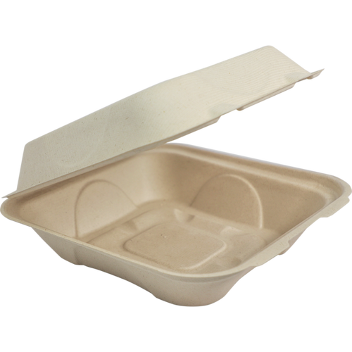 World Centric 9x9x3" Fiber Clamshell, Laminated | 300/cs